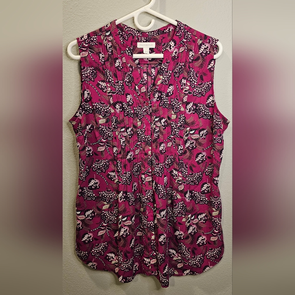 Charter Club Sleeveless Blouse. Size Large. Fushia.
